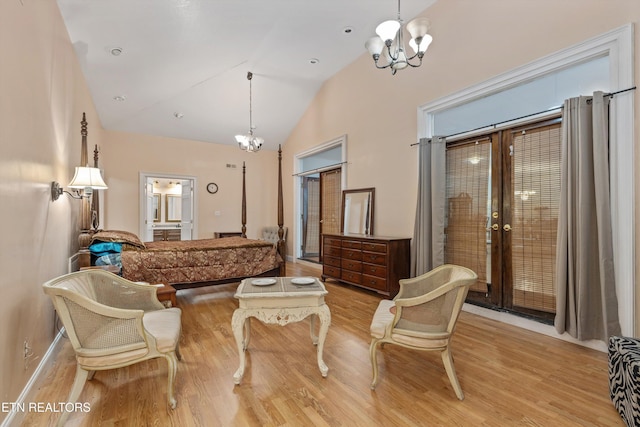 702 Meadowview Dr, Harriman, TN 37748 - sitting room featuring a chandelier, french doors, and light wood-type flooring
