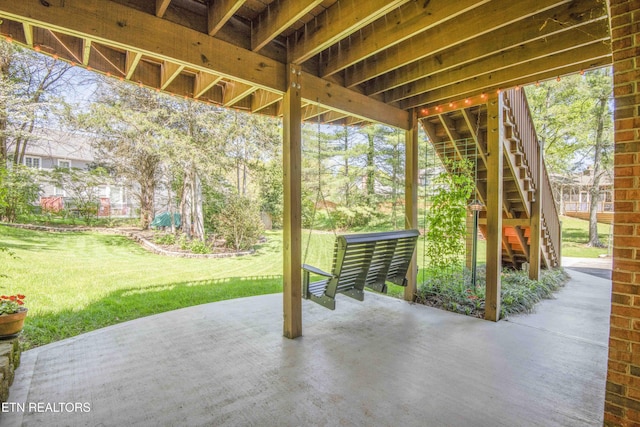 view of patio featuring stairs