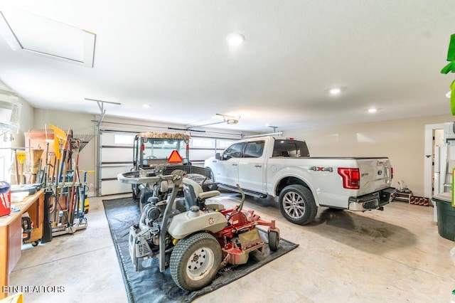 garage with recessed lighting