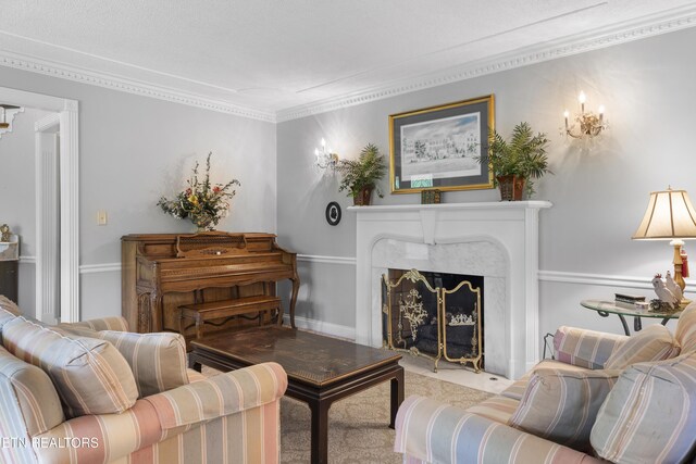145 Lynn Ave, Jellico, TN 37762 - living room with ornamental molding and a premium fireplace