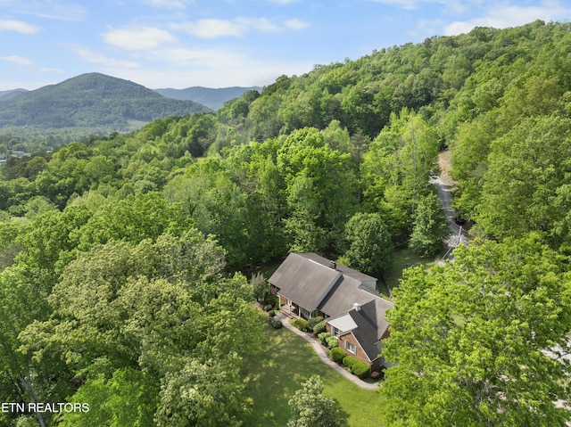 145 Lynn Ave, Jellico, TN 37762 - drone / aerial view featuring a wooded view and a mountain view