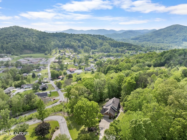 145 Lynn Ave, Jellico, TN 37762 - aerial view featuring a view of trees and a mountain view