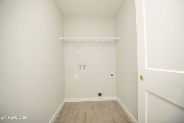 3336 Wimpole Ave, Knoxville, TN 37914 - clothes washing area with laundry area, light wood-style floors, hookup for a washing machine, baseboards, and hookup for an electric dryer