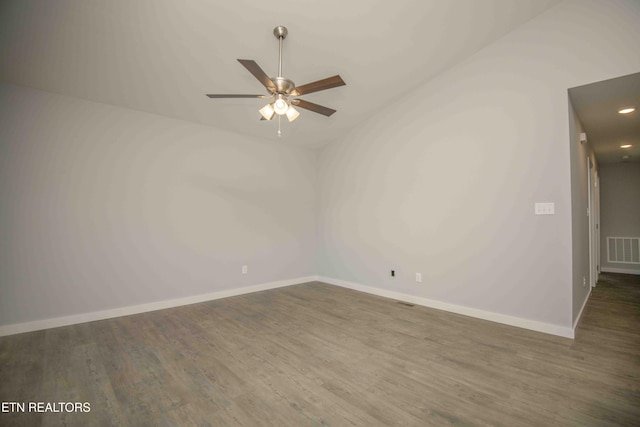 3336 Wimpole Ave, Knoxville, TN 37914 - empty room featuring baseboards, a ceiling fan, wood finished floors, and visible vents