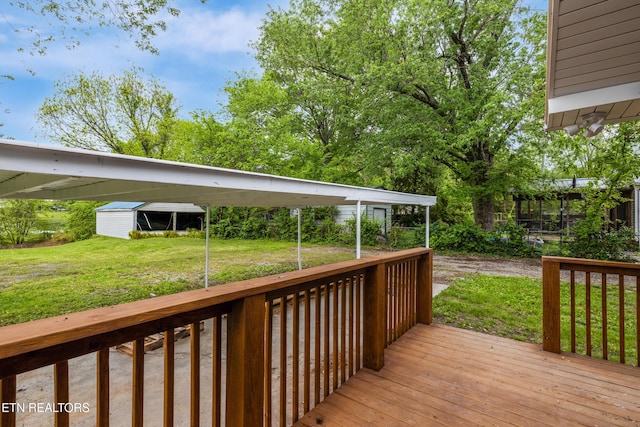 deck with a lawn