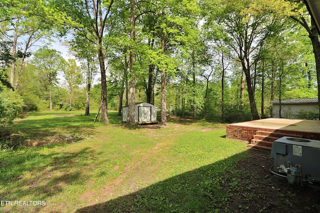 view of yard with an outbuilding and a storage unit