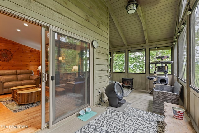 620 Hawk View Dr, Townsend, TN 37882 - sunroom featuring a wood stove
