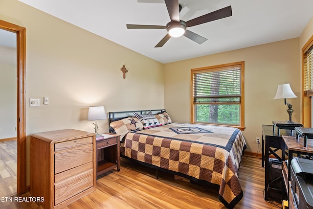 620 Hawk View Dr, Townsend, TN 37882 - bedroom with light wood-style floors, baseboards, and a ceiling fan