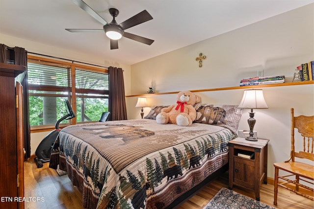 620 Hawk View Dr, Townsend, TN 37882 - bedroom featuring wood finished floors and ceiling fan