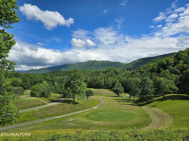 620 Hawk View Dr, Townsend, TN 37882 - view of property's community with a mountain view, view of golf course, a wooded view, and a yard