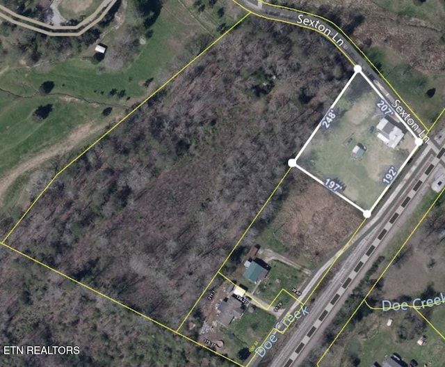 123 Sexton Ln, Clinton, TN 37716 - aerial overview of property's location with property boundaries highlighted