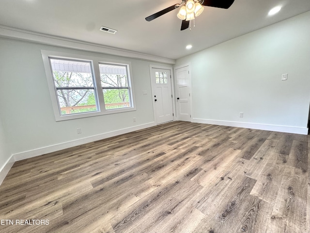 210 Spruce St, Athens, TN 37303 - spare room featuring recessed lighting, ceiling fan, visible vents, and plenty of natural light
