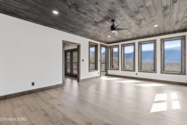 3540 Mountain Tyme Way, Sevierville, TN 37862 - empty room with a ceiling fan, recessed lighting, wooden ceiling, baseboards, and hardwood / wood-style floors