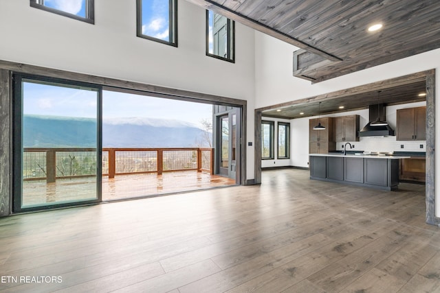 3540 Mountain Tyme Way, Sevierville, TN 37862 - unfurnished living room with light wood-style floors, plenty of natural light, and a high ceiling