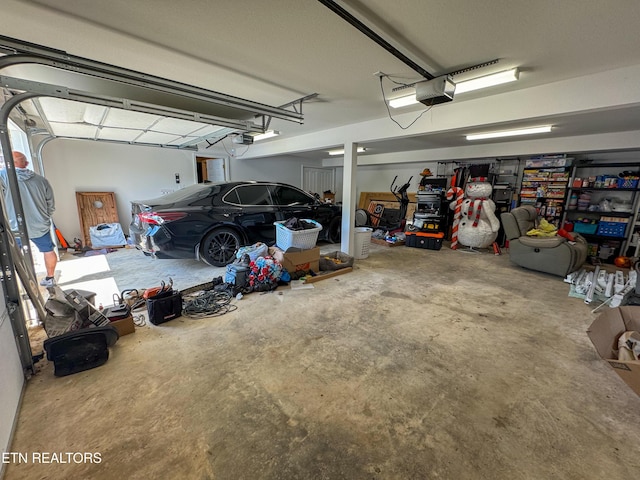 garage with a garage door opener