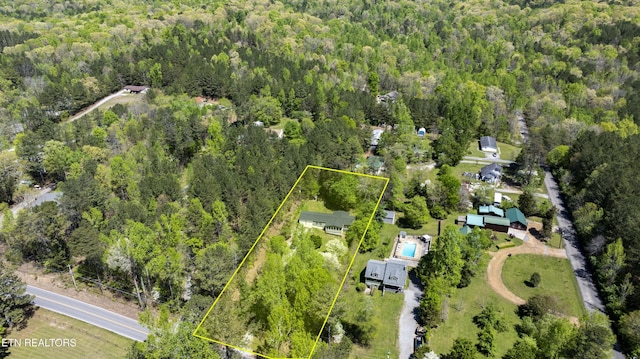 aerial view with a forest view