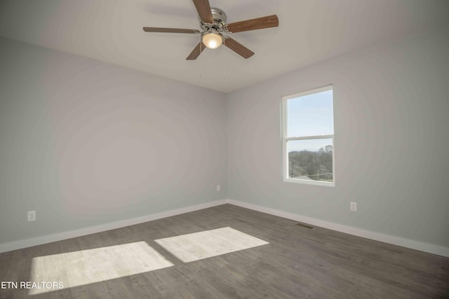 3328 Wimpole Ave, Knoxville, TN 37914 - spare room featuring baseboards, ceiling fan, wood finished floors, and visible vents