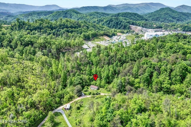 1424 Clabo Hollow Rd, Sevierville, TN 37876 - aerial view featuring a view of trees and a mountain view