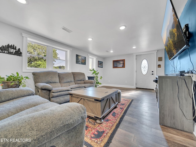 380 Buster Blvd, Lenoir City, TN 37772 - living room featuring recessed lighting, visible vents, and wood finished floors