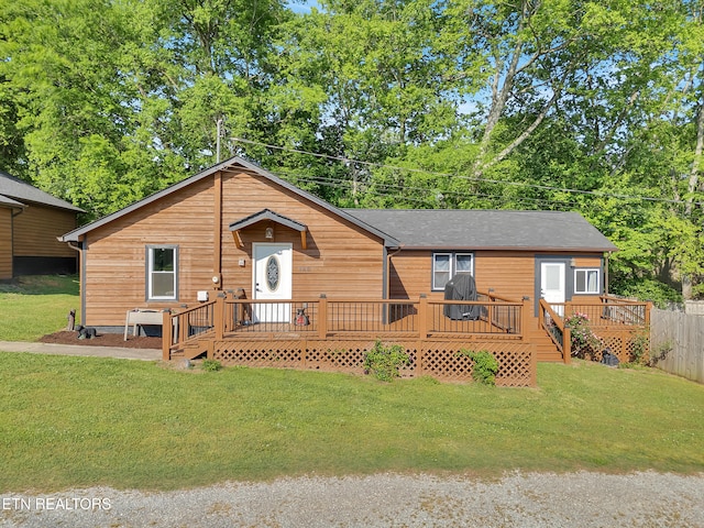 380 Buster Blvd, Lenoir City, TN 37772 - view of front facade featuring fence, a deck, and a front yard