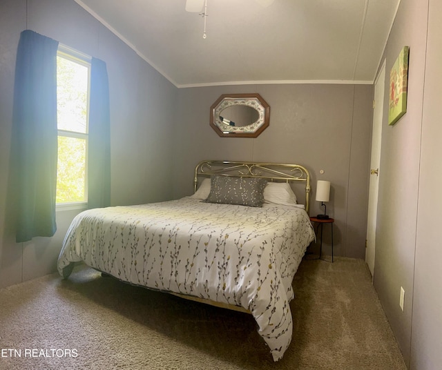 carpeted bedroom featuring ornamental molding