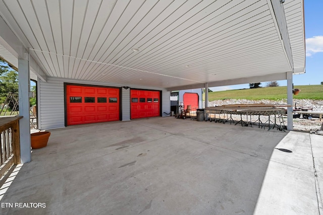 view of garage