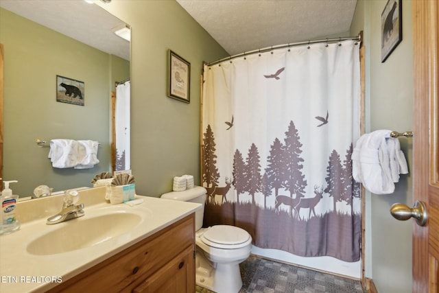 full bath featuring vanity, toilet, and a shower with shower curtain