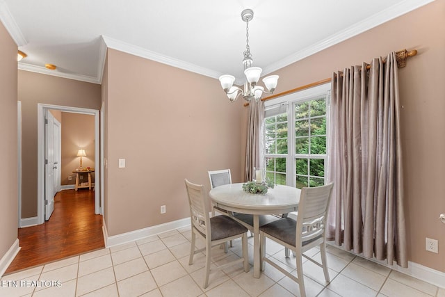 4322 Wellesley Dr, Ooltewah, TN 37363 - dining room featuring an inviting chandelier, baseboards, and ornamental molding