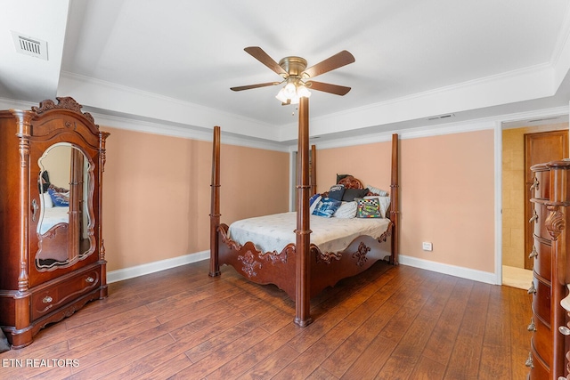 4322 Wellesley Dr, Ooltewah, TN 37363 - bedroom with visible vents, ornamental molding, a raised ceiling, and hardwood / wood-style floors