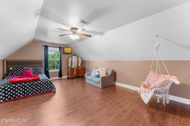 4322 Wellesley Dr, Ooltewah, TN 37363 - bedroom with baseboards, lofted ceiling, wood finished floors, and visible vents