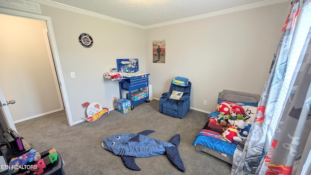 210 Schertz Ln, Rutledge, TN 37861 - game room featuring carpet floors, ornamental molding, baseboards, and visible vents