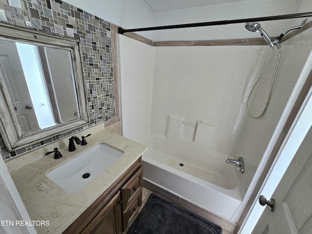full bathroom featuring vanity and bathtub / shower combination