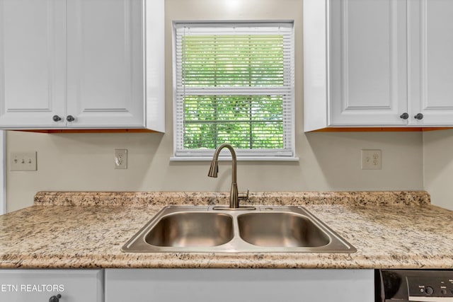 330 Ridgeview Dr, Oliver Springs, TN 37840 - interior details featuring a sink, dishwasher, white cabinets, and light countertops