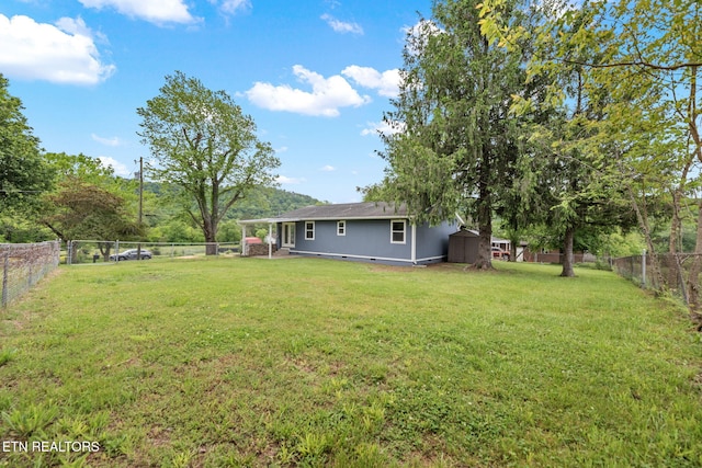 view of yard featuring a fenced backyard