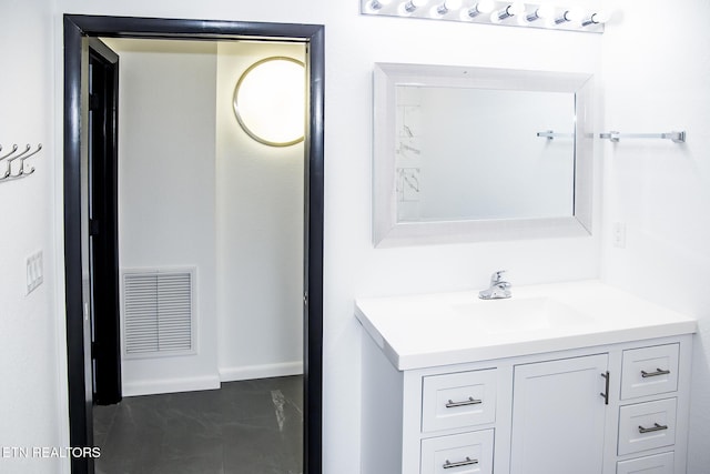 194 Forest View Dr, Crossville, TN 38558 - bathroom featuring visible vents, marble finish floor, and vanity