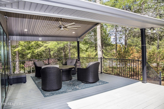194 Forest View Dr, Crossville, TN 38558 - deck with ceiling fan and an outdoor hangout area