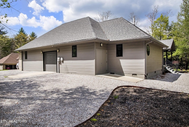 194 Forest View Dr, Crossville, TN 38558 - rear view of property featuring roof with shingles and crawl space