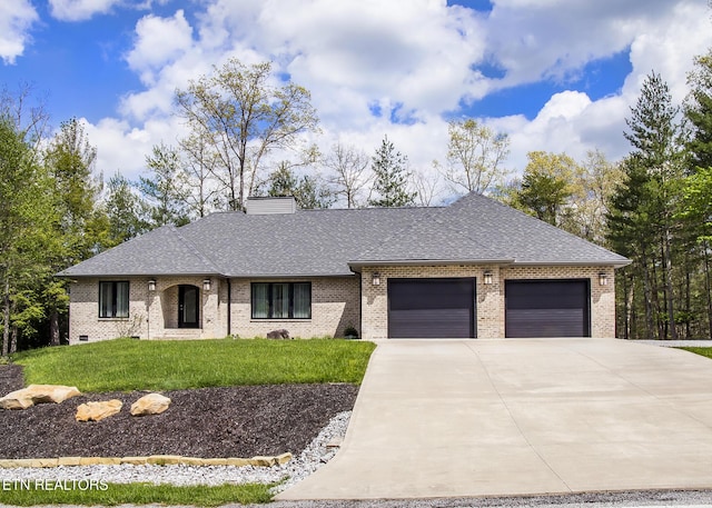 194 Forest View Dr, Crossville, TN 38558 - ranch-style home featuring a garage, concrete driveway, brick siding, and a front yard