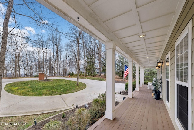 deck with covered porch