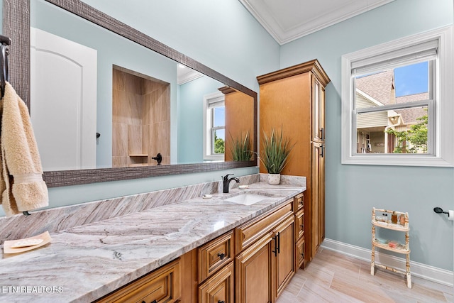 112 Naduli Trl, Vonore, TN 37885 - bathroom with crown molding, vanity, and baseboards