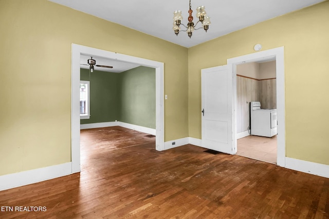 550 Margrave, Harriman, TN 37748 - empty room featuring baseboards, washer / dryer, and wood finished floors