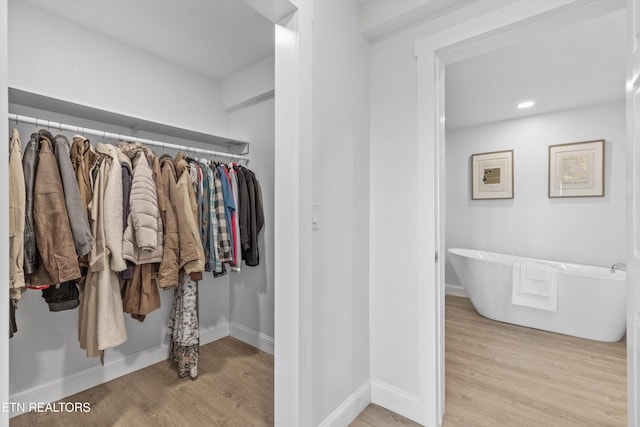 spacious closet with wood finished floors