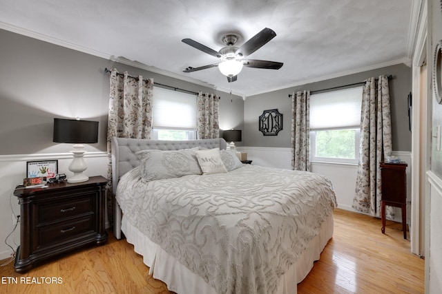 291 County Road 275, Niota, TN 37826 - bedroom with crown molding, light wood finished floors, and ceiling fan