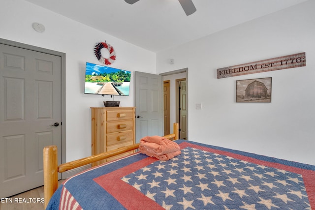 1045 Indian Gap Rd, Sevierville, TN 37876 - bedroom featuring wood finished floors and a ceiling fan