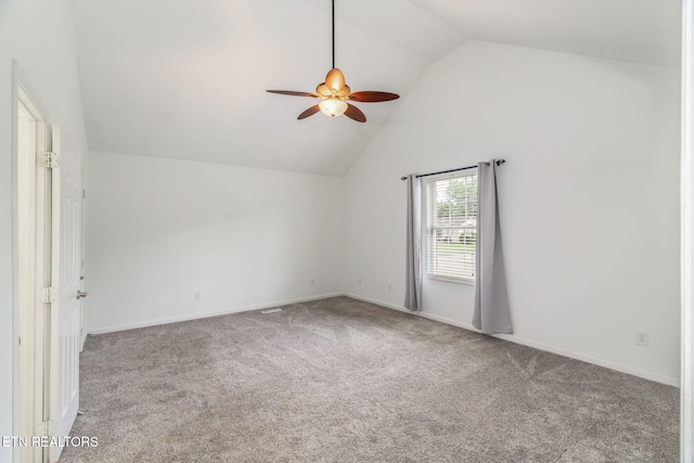 701 Misty Ridge Dr, Lenoir City, TN 37772 - additional living space with a ceiling fan, carpet flooring, baseboards, and high vaulted ceiling