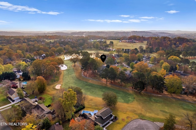 drone / aerial view featuring golf course view