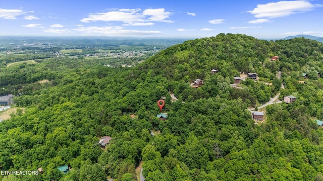 aerial view with a wooded view