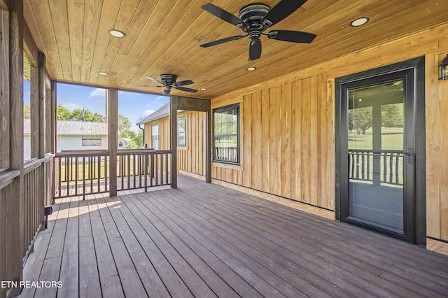 deck featuring ceiling fan