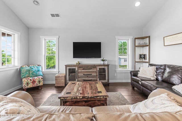 2738 Indian Creek Rd, Dandridge, TN 37725 - living room featuring vaulted ceiling, wood finished floors, and visible vents