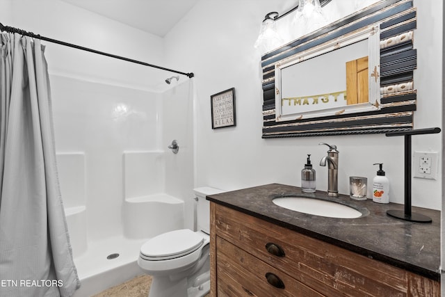 2738 Indian Creek Rd, Dandridge, TN 37725 - bathroom with vanity, a stall shower, and toilet